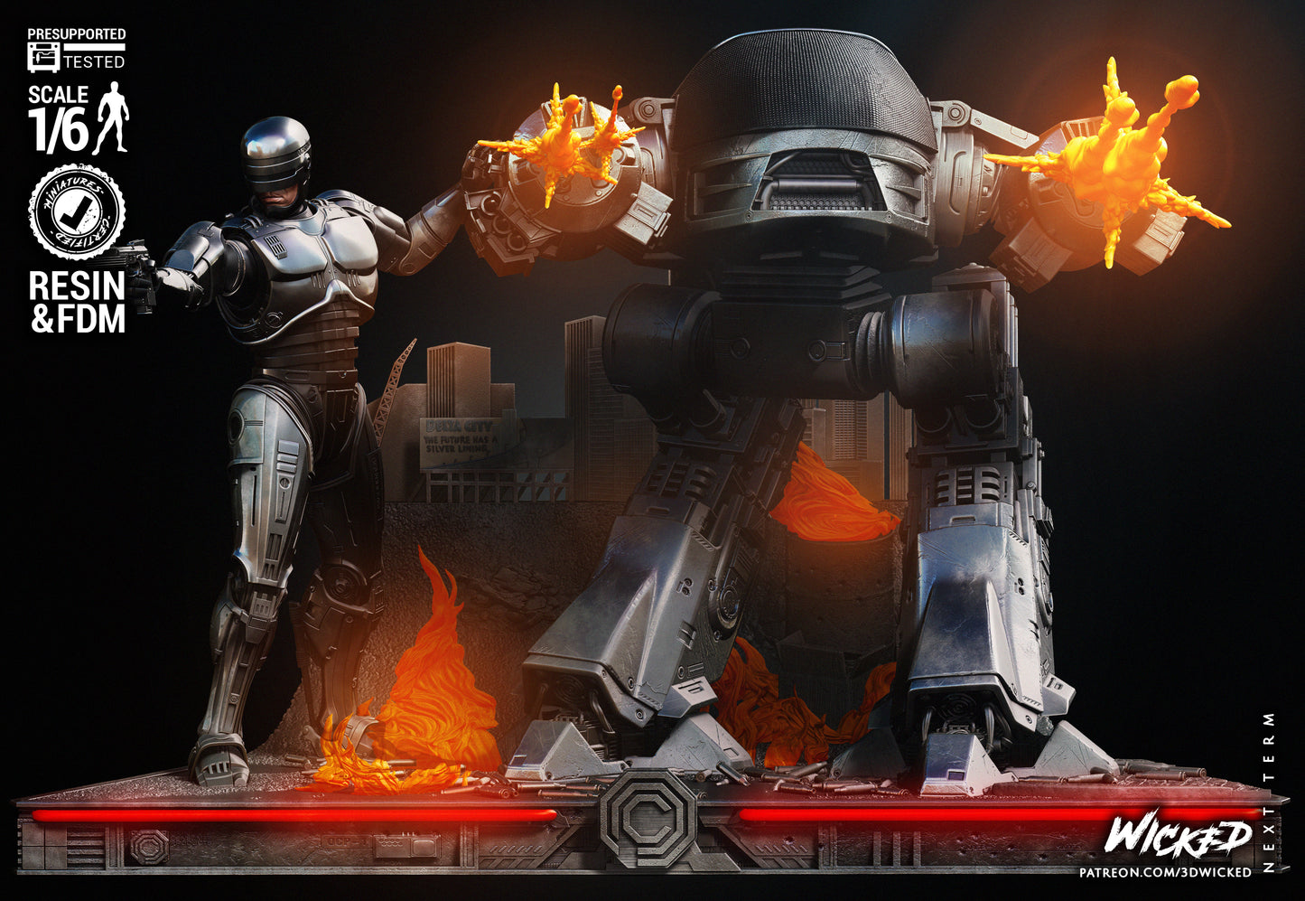 Robocop And ED-209 Diorama