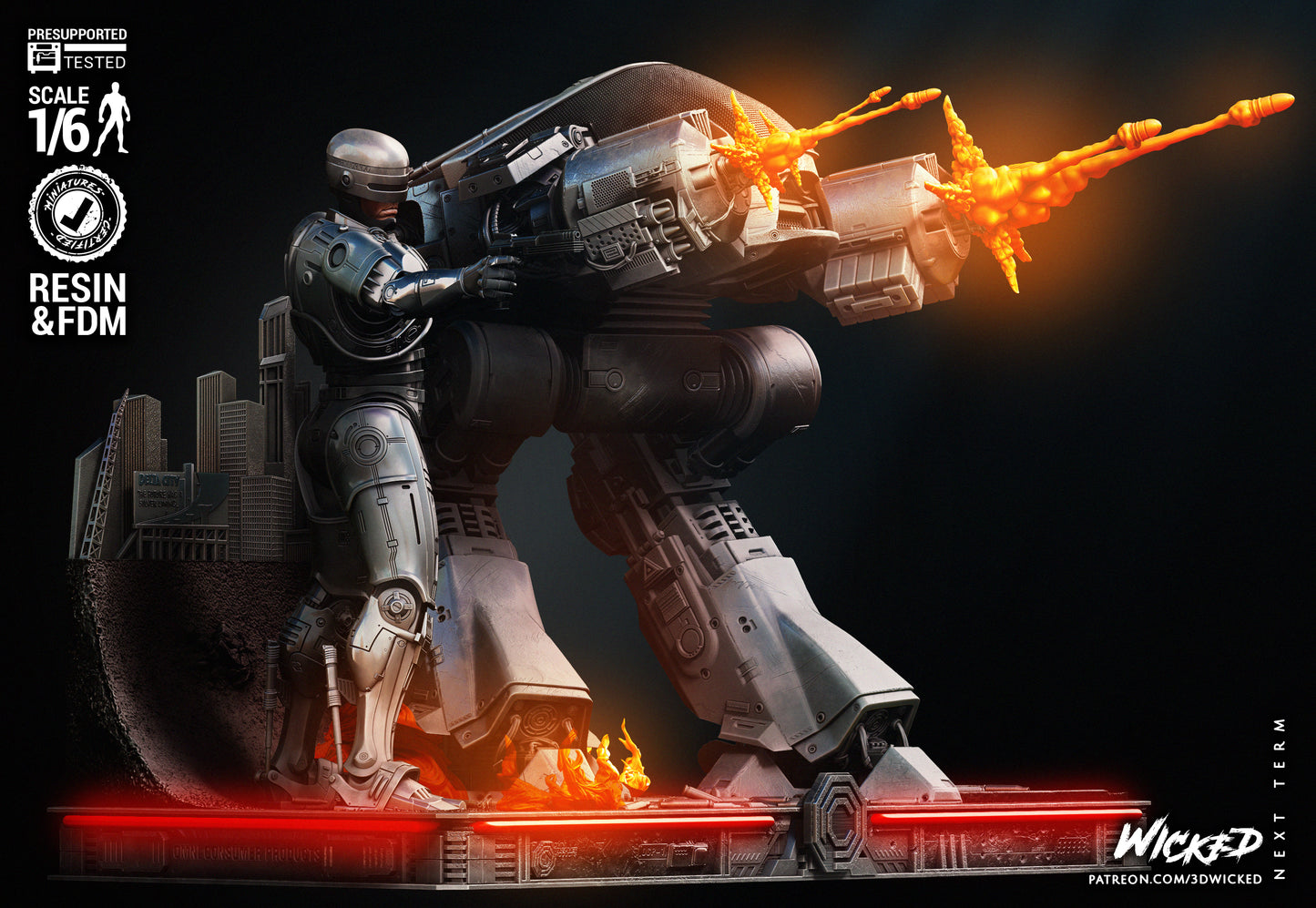 Robocop And ED-209 Diorama