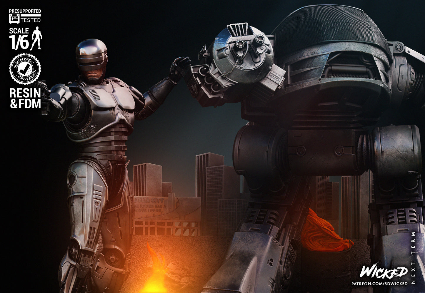 Robocop And ED-209 Diorama