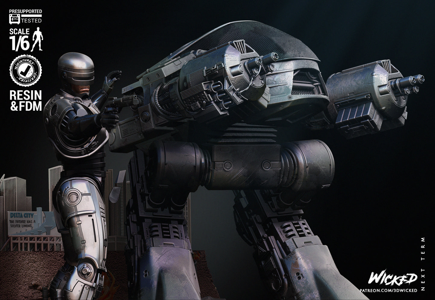 Robocop And ED-209 Diorama