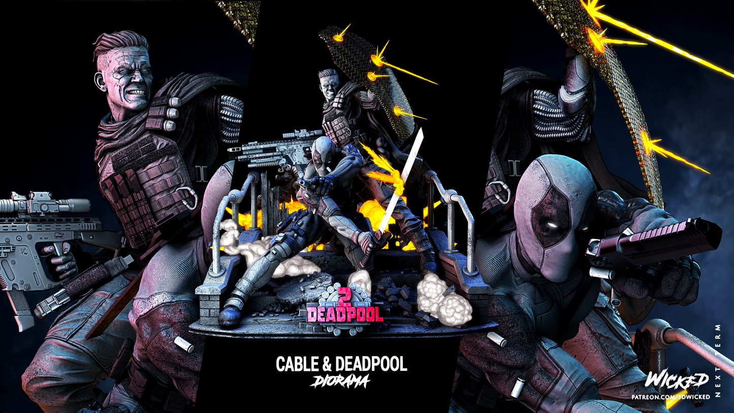 Cable And Deapool Diorama