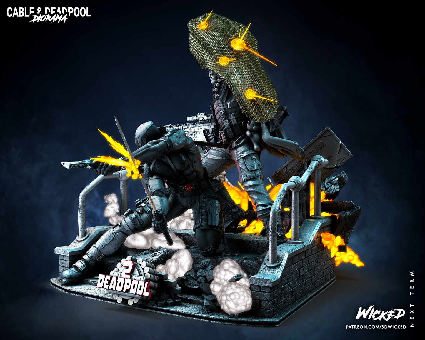 Cable And Deapool Diorama