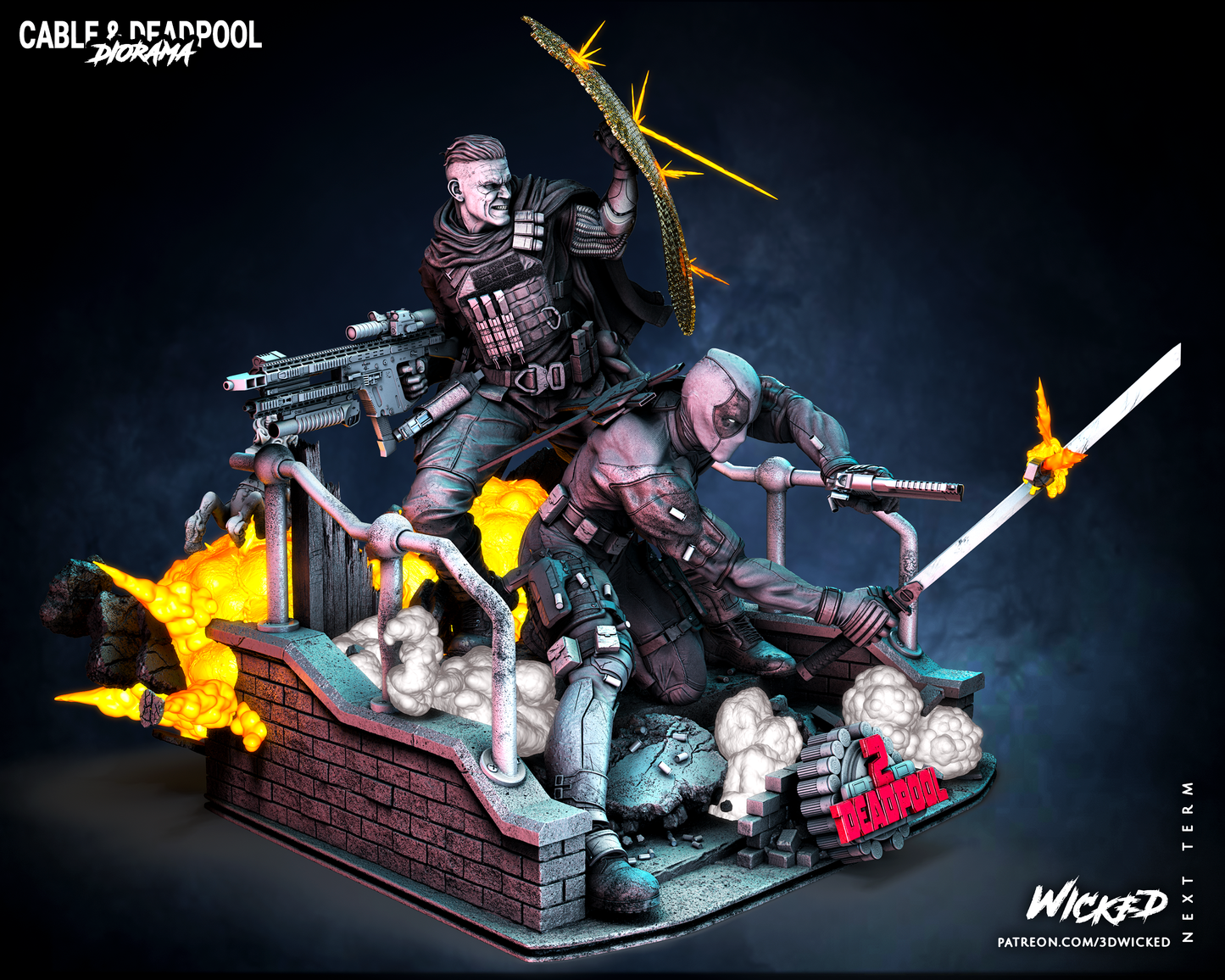 Cable And Deapool Diorama