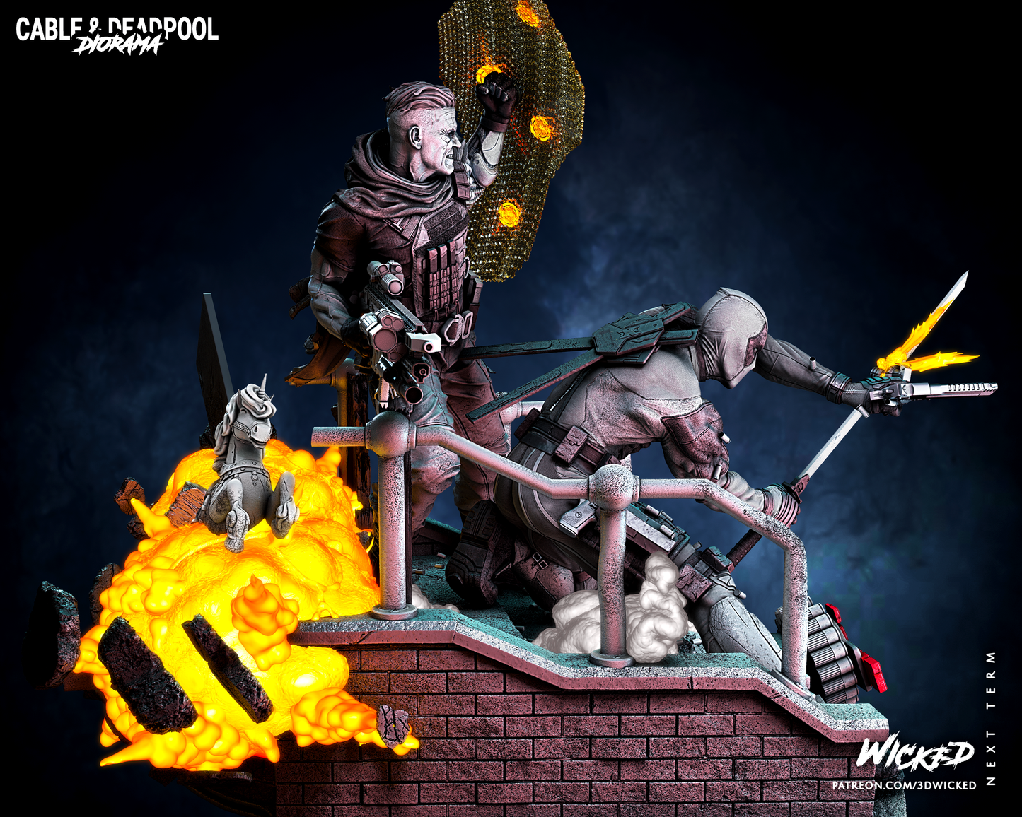 Cable And Deapool Diorama