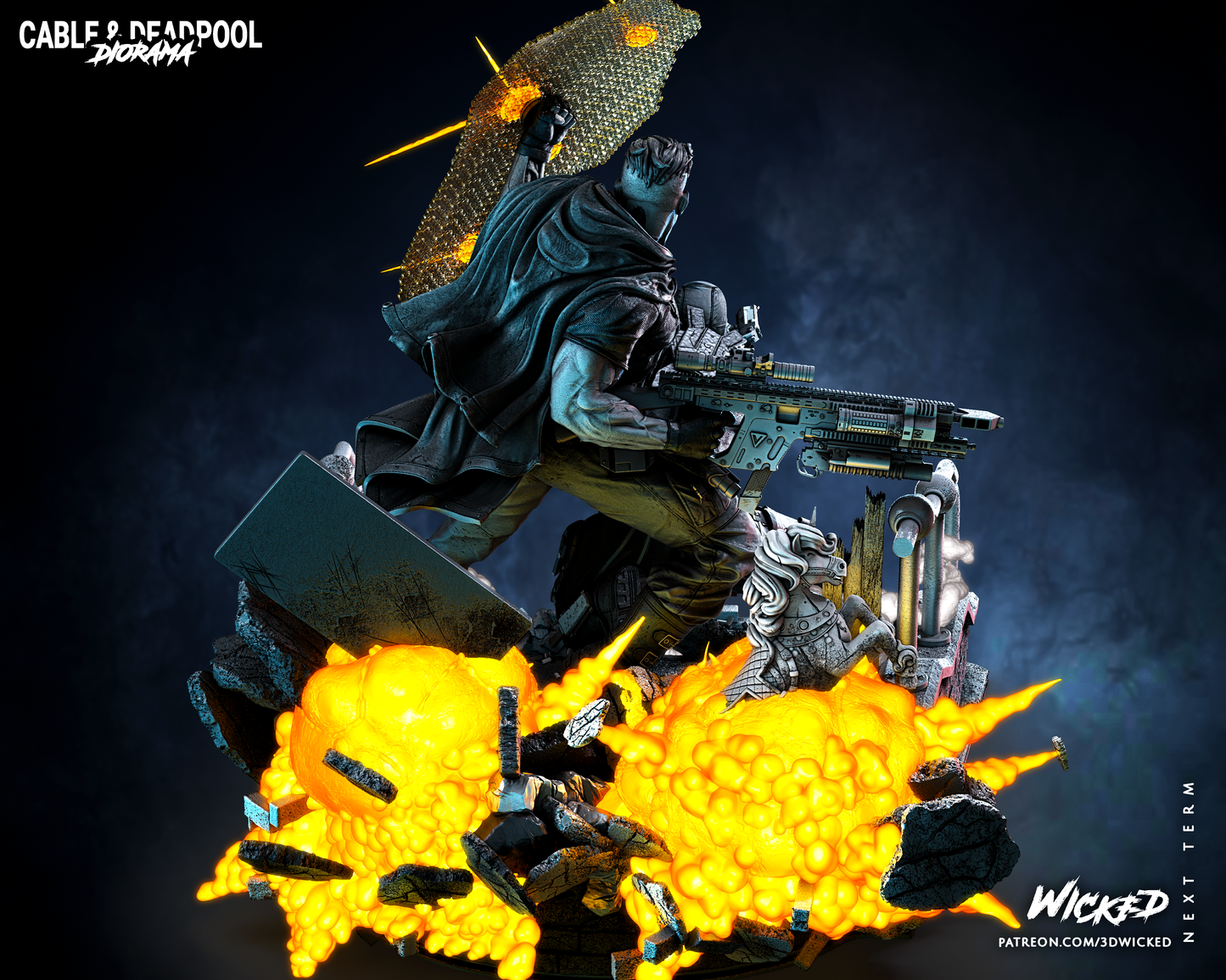 Cable And Deapool Diorama