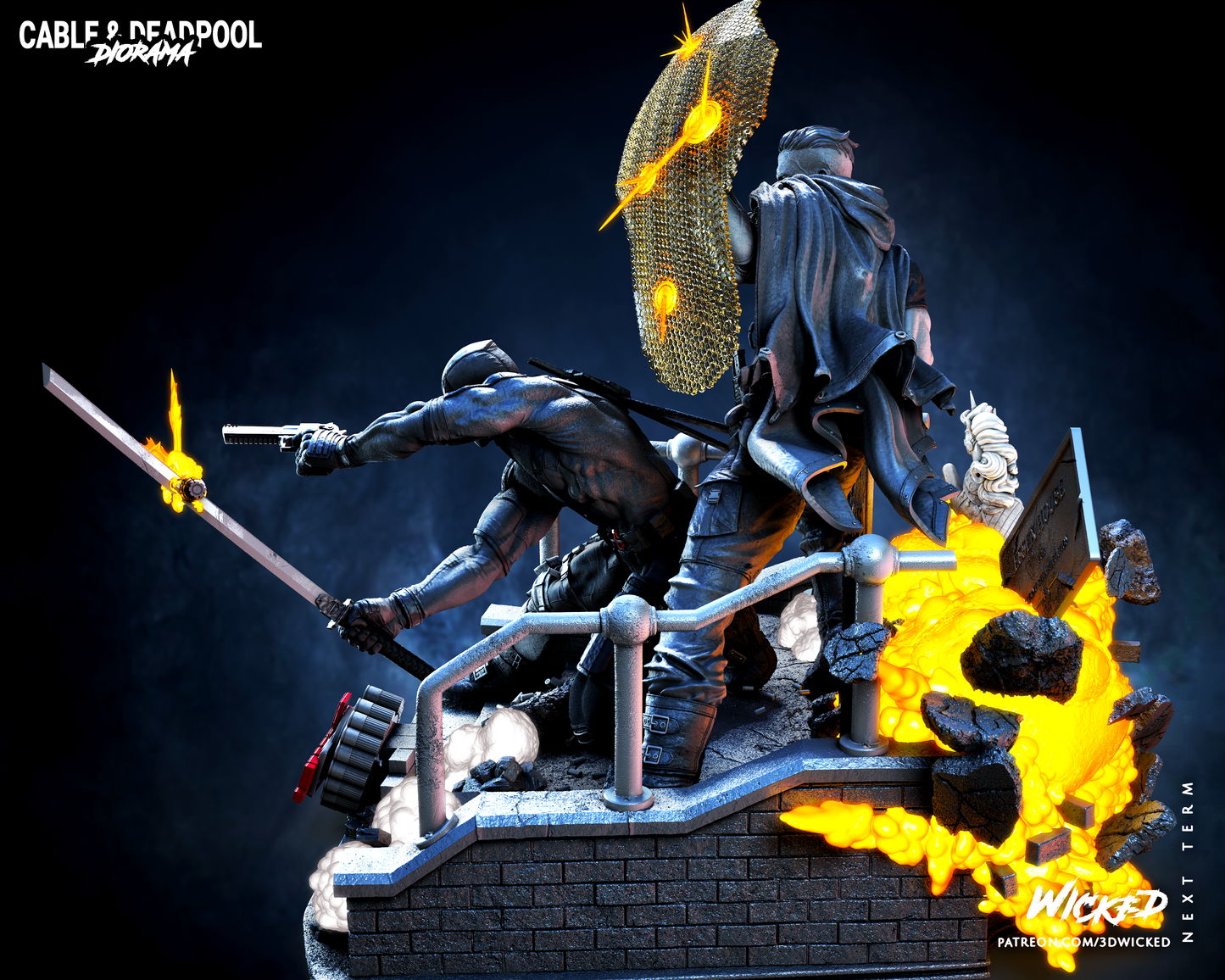 Cable And Deapool Diorama