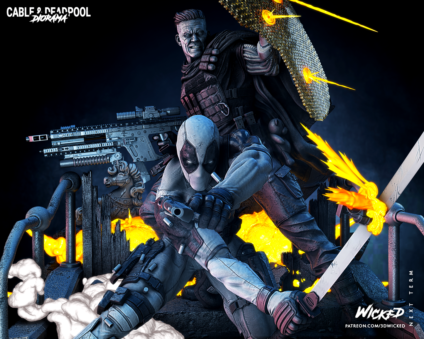 Cable And Deapool Diorama
