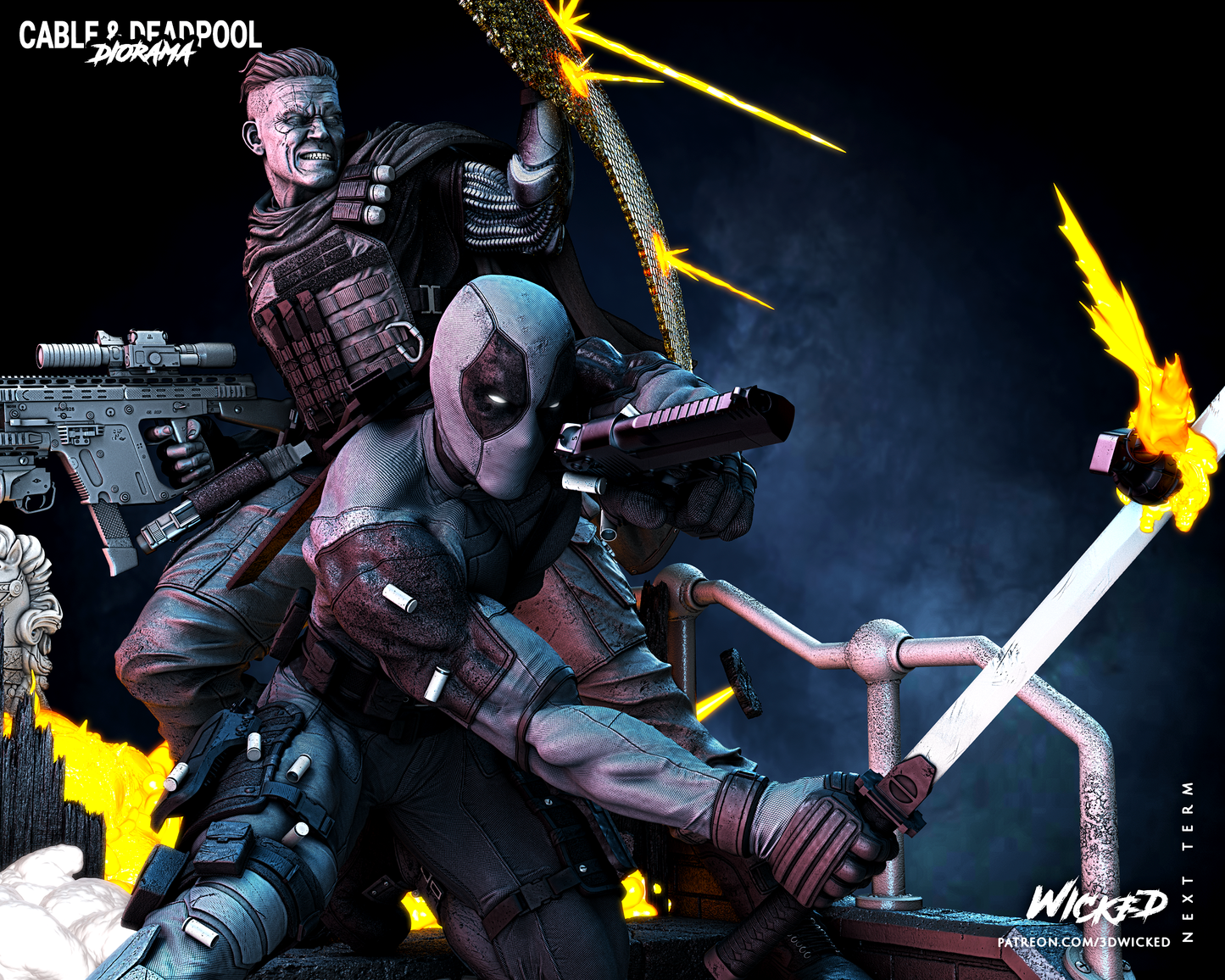 Cable And Deapool Diorama