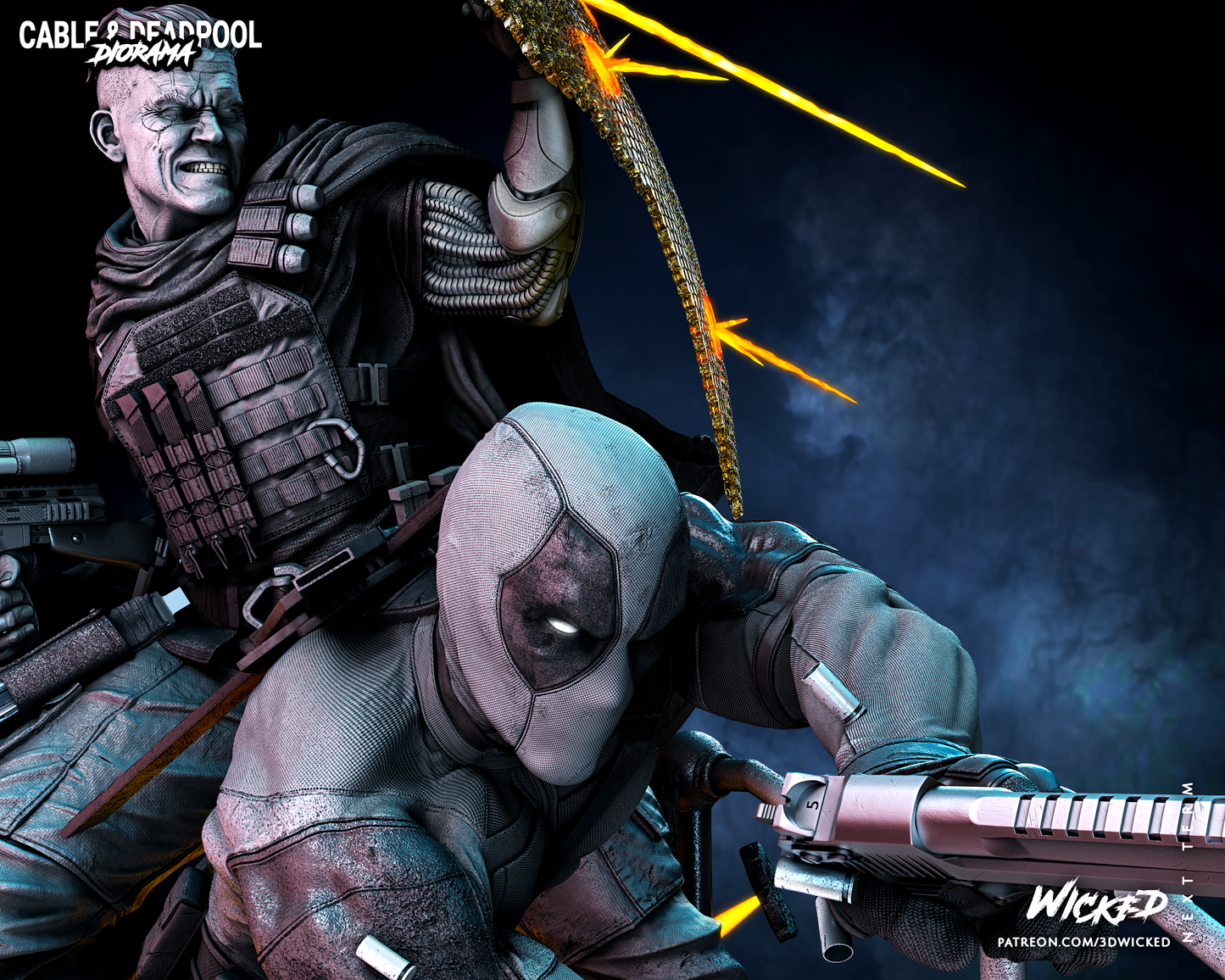 Cable And Deapool Diorama