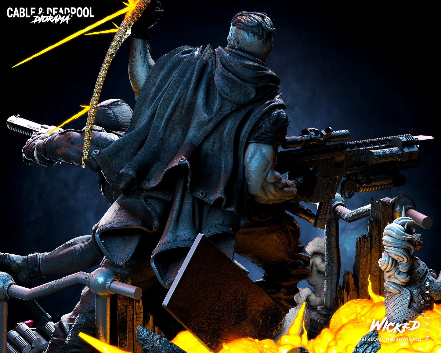 Cable And Deapool Diorama
