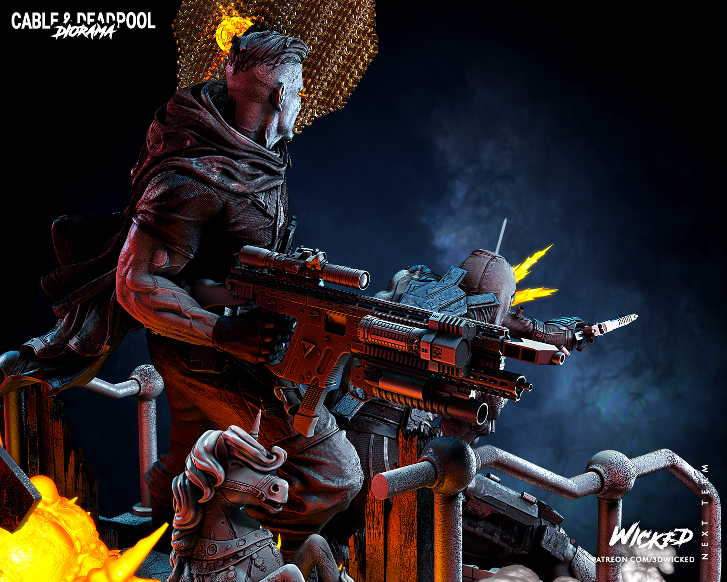 Cable And Deapool Diorama