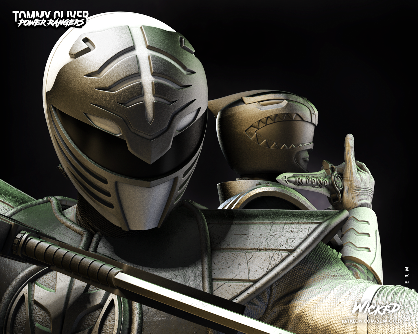 Power Rangers White & Green Rangers Diorama
