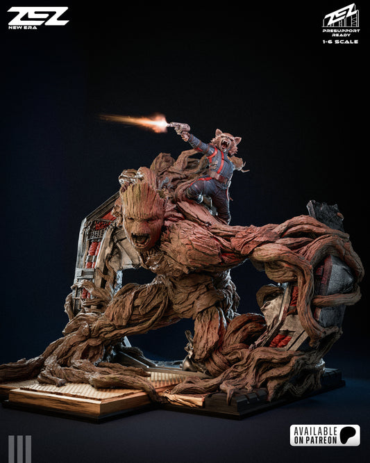 Groot & Rocket Statue