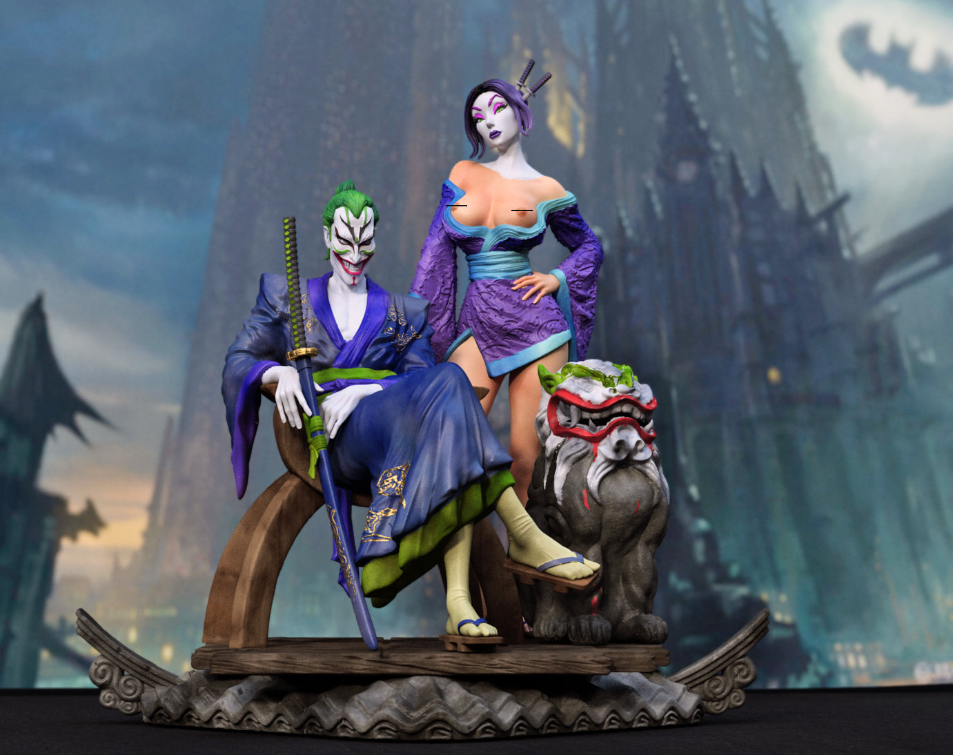 Clown & Geisha Statue