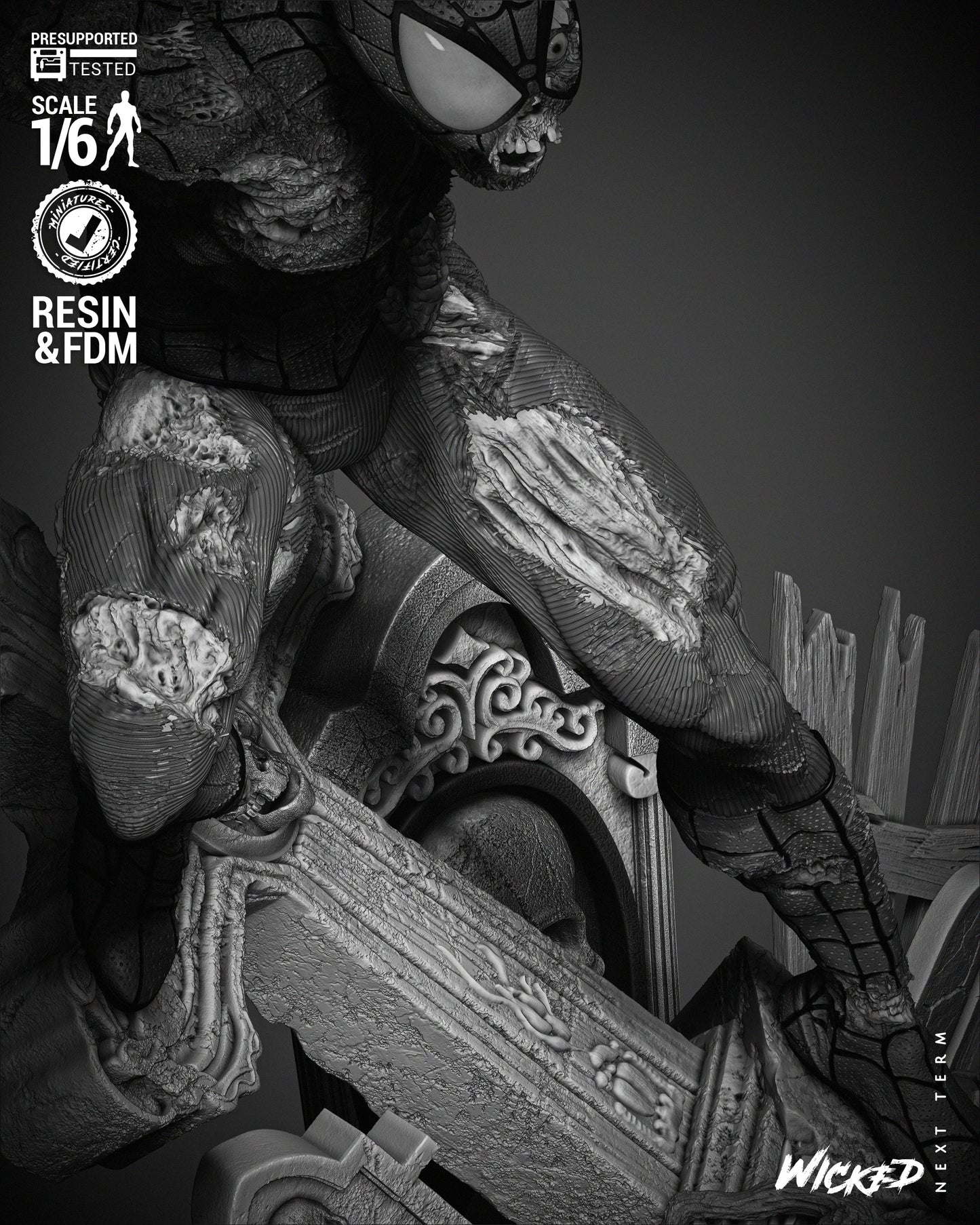Spiderman Zombie Statue