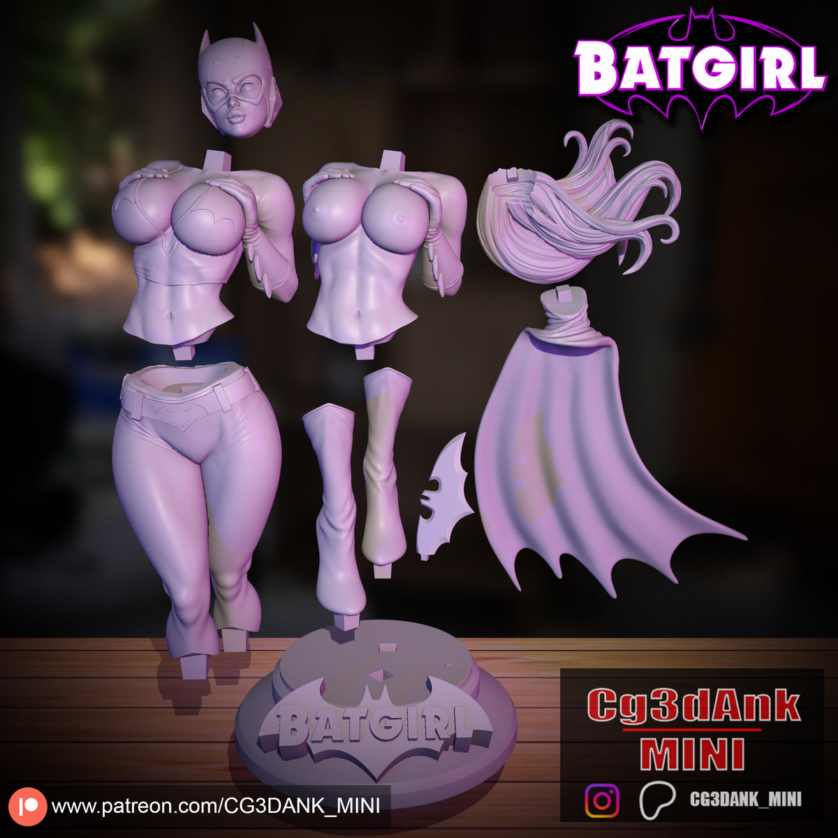 Bat Girl Statue 3D-Printed Kit