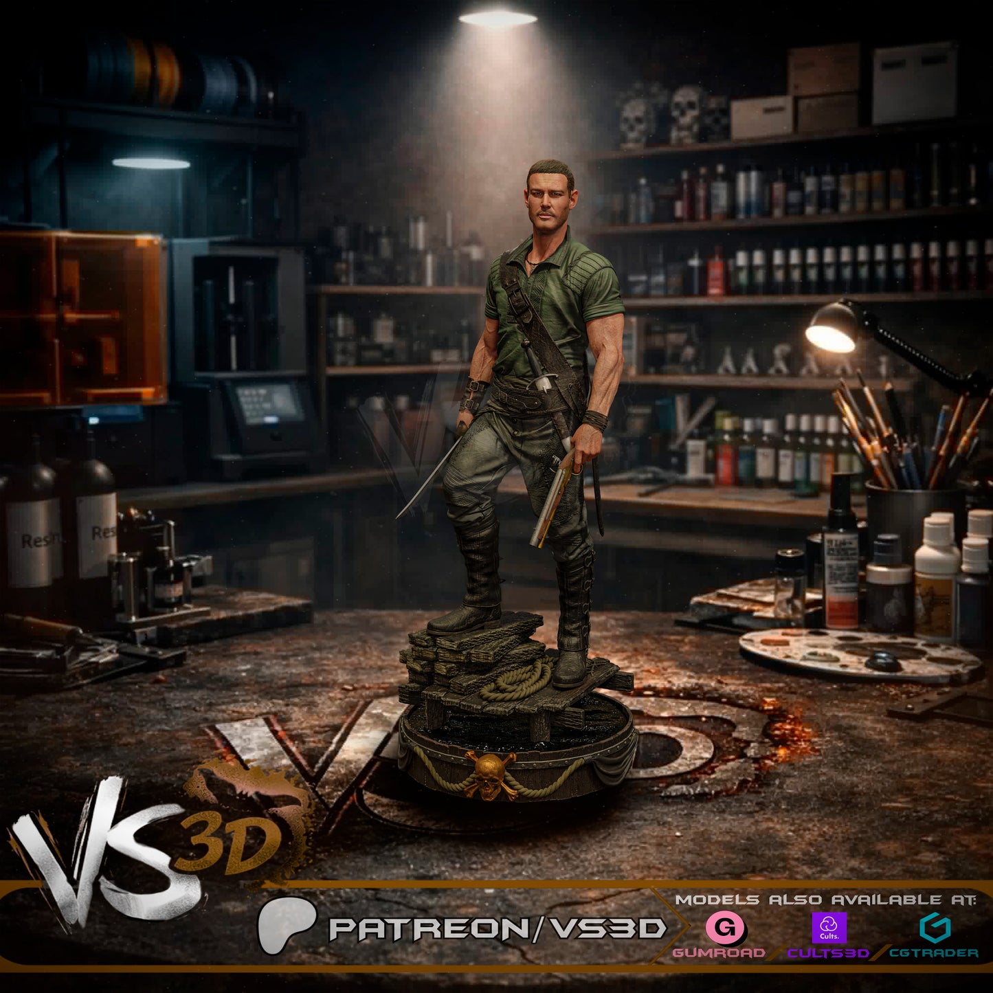Billy Bones Statue 3D-Printed Kit