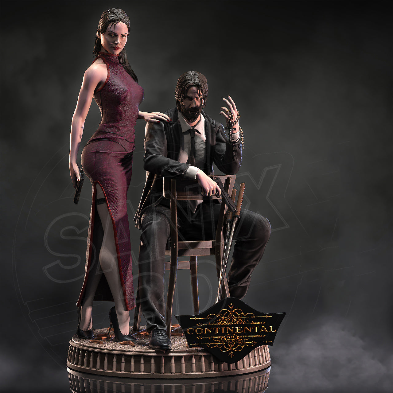 Ballerina & John Wick Statue