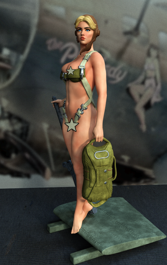 WWII Paratrooper Pinup Statue 3D-Printed Kit