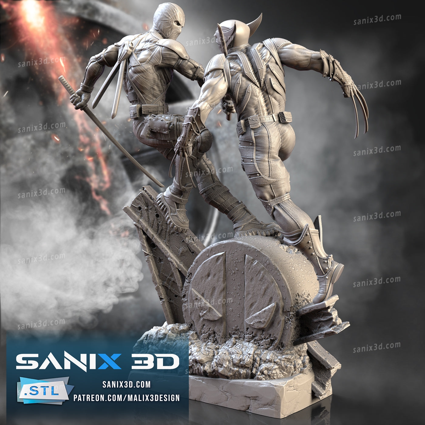 Deadpool VS Wolverine Statue