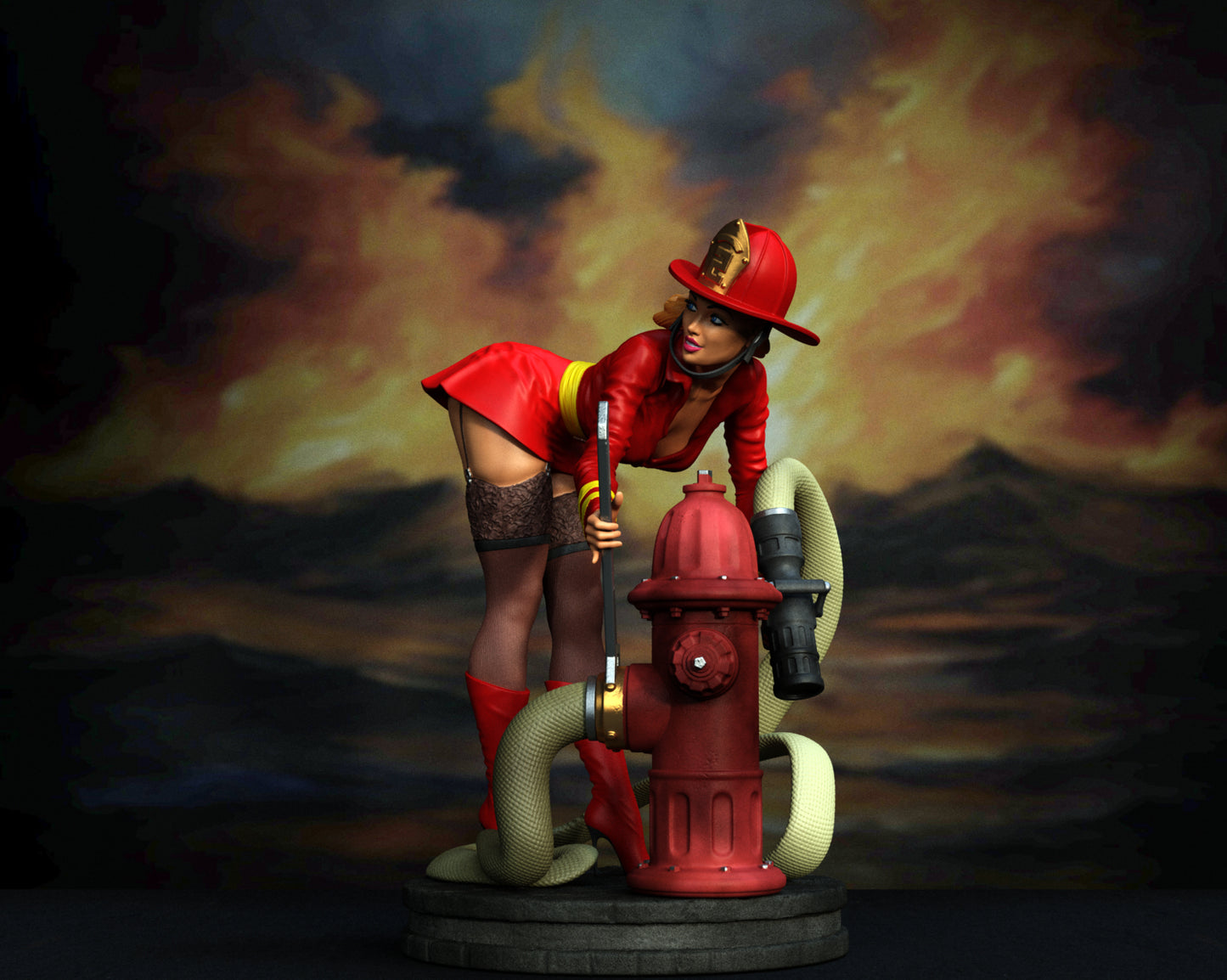 Firefighter Pinup Statue