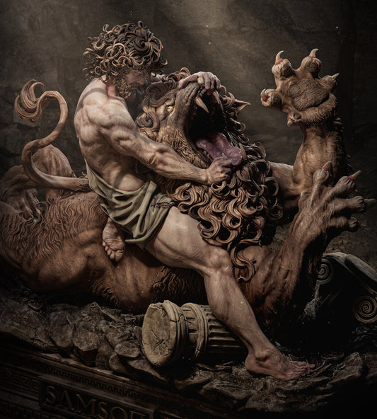 Samson Vs The Lion Statue 3D-Printed Kit