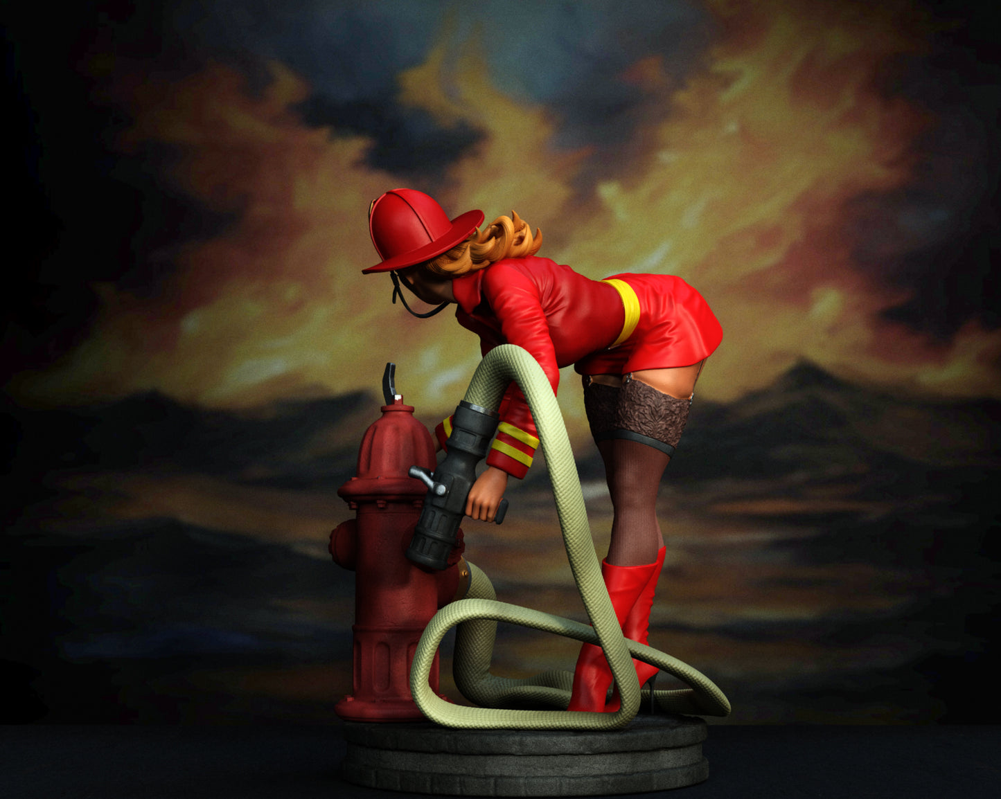 Firefighter Pinup Statue