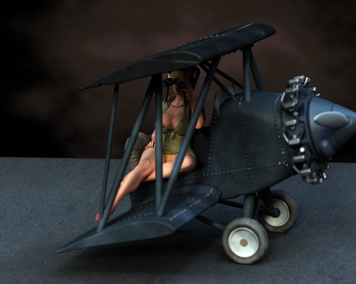 Female Pilot Pin-up Statue 3D-Printed Kit