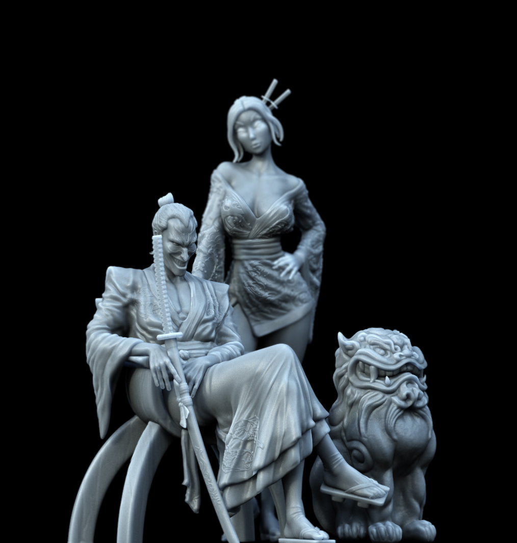 Clown & Geisha Statue