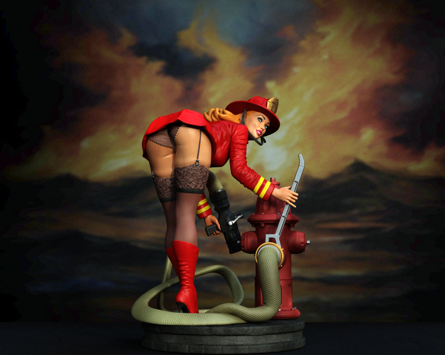 Firefighter Pinup Statue