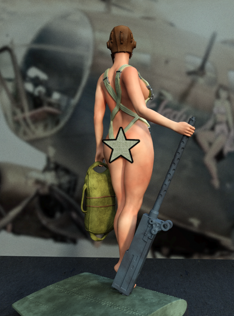 WWII Paratrooper Pinup Statue 3D-Printed Kit