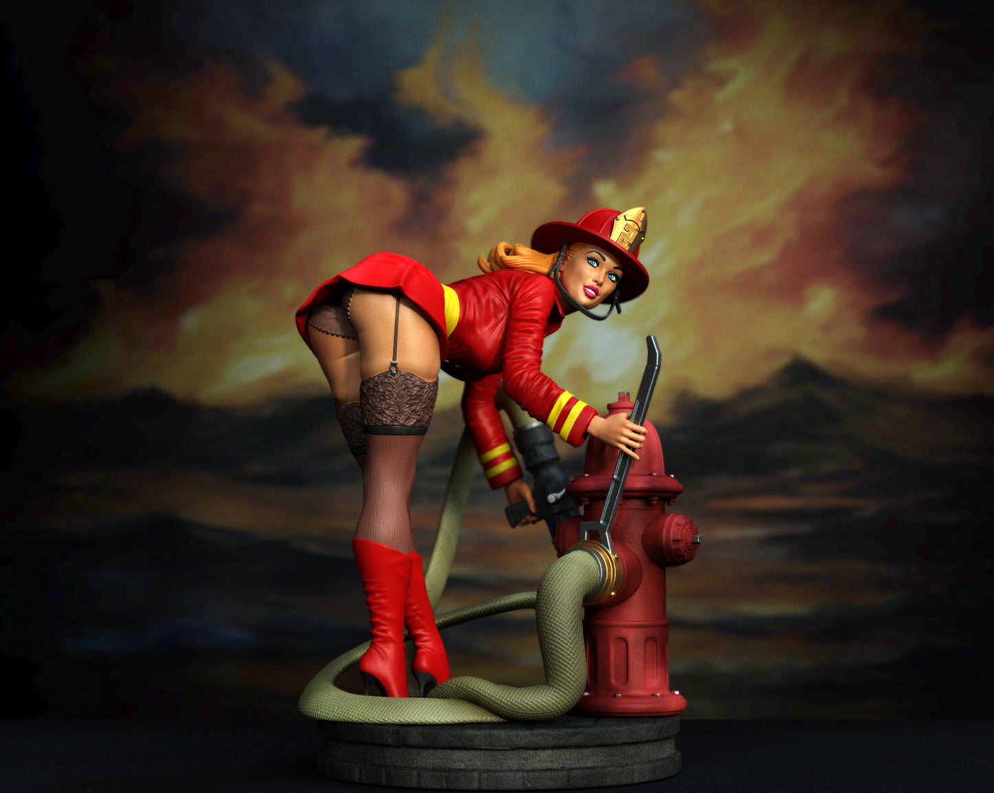 Firefighter Pinup Statue