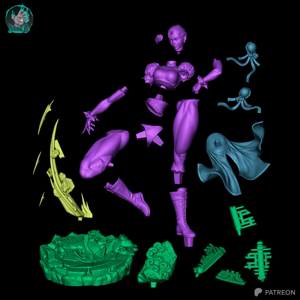 Chun-Li Statue 3D-Printed Kit