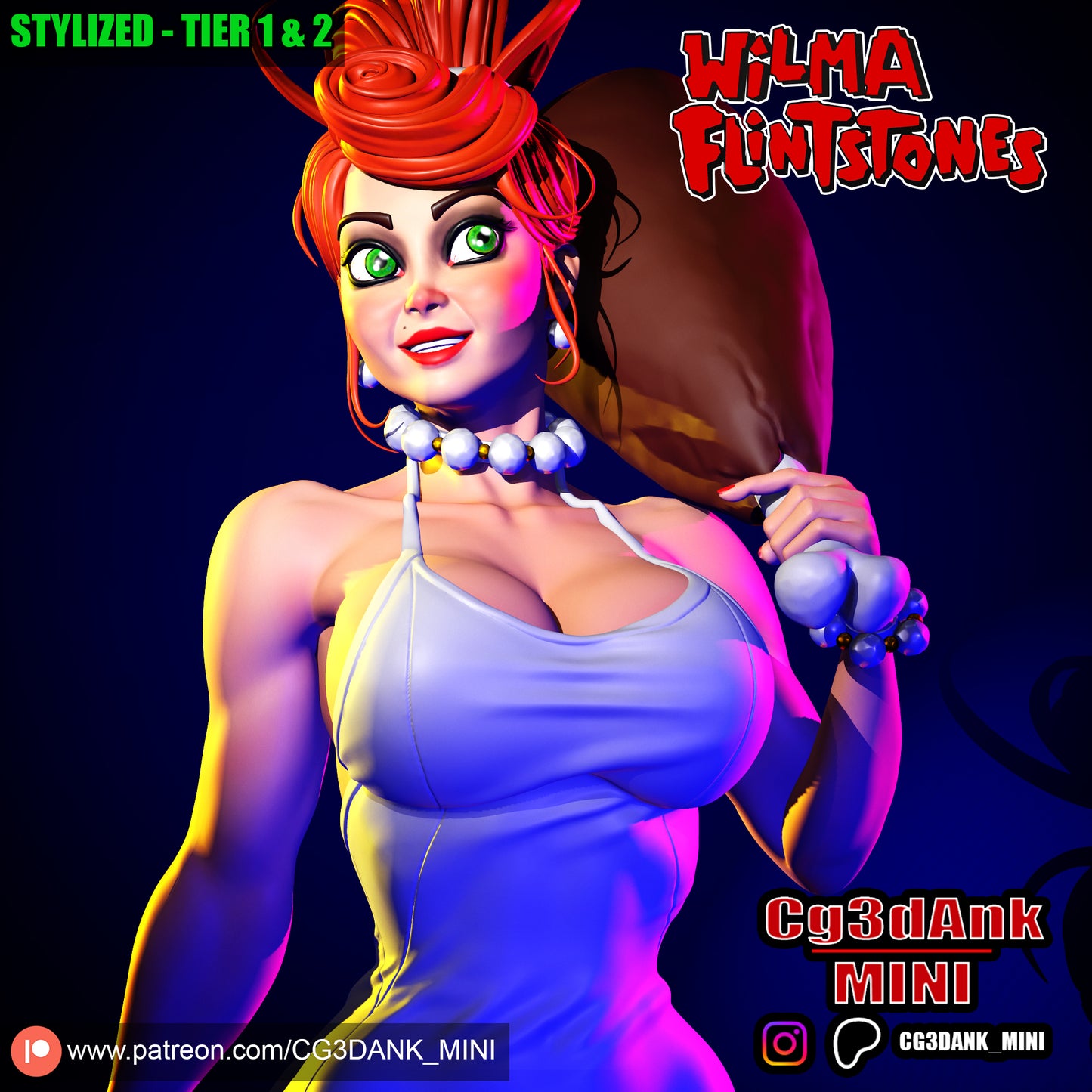 Wilma Flinstone Statue 3D-Printed Kit