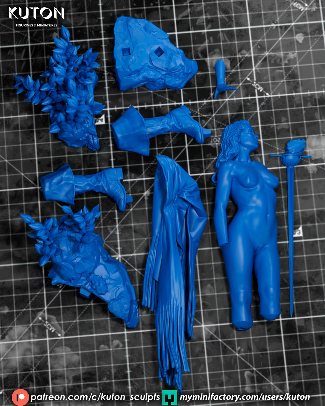 The Fencer Statue 3D-Printed Kit