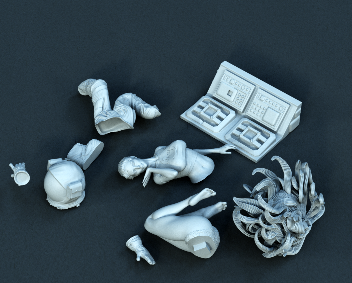 Astronaut Pinup Statue 3D-Printed Kit