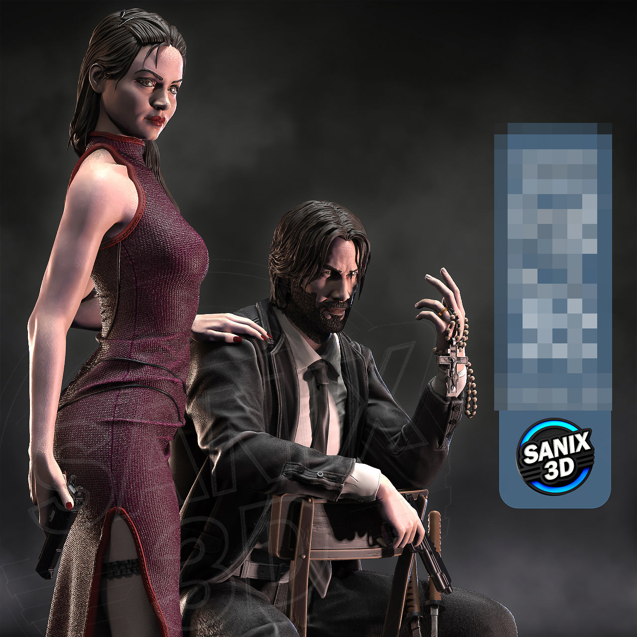 Ballerina & John Wick Statue
