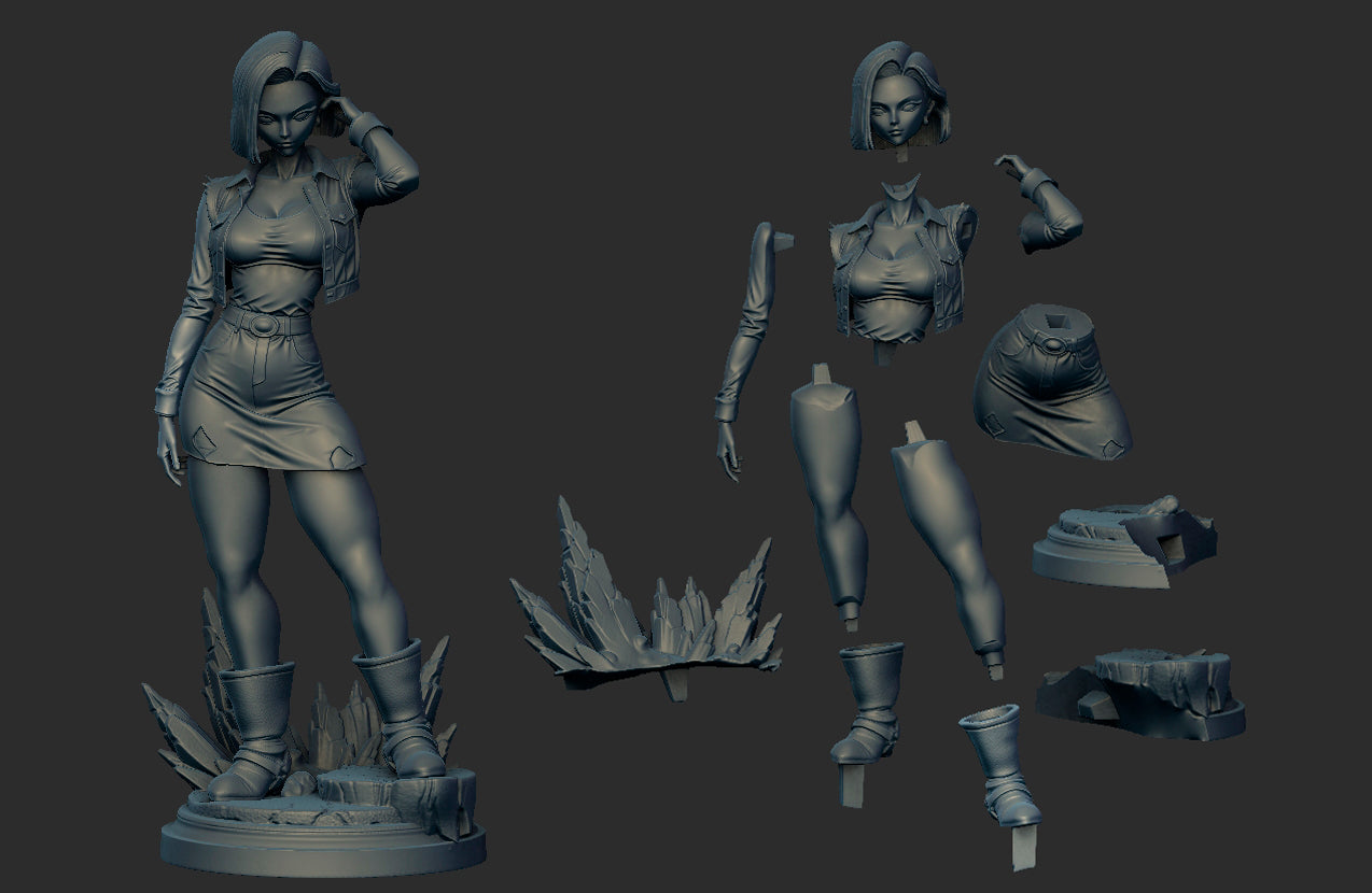 Android 18 Statue 3D-Printed Kit