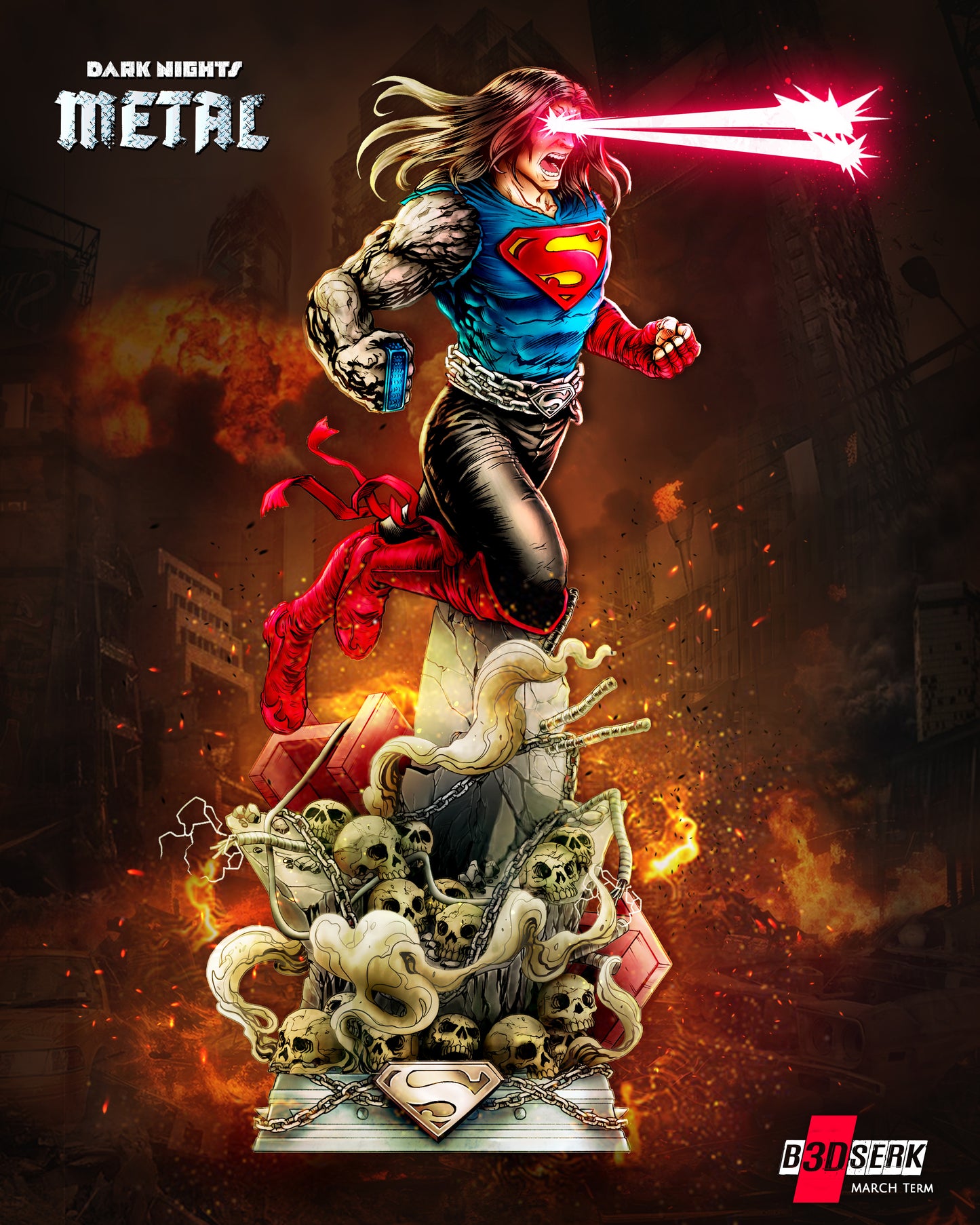 2025 Superman Long Hair Dark Nights Statue