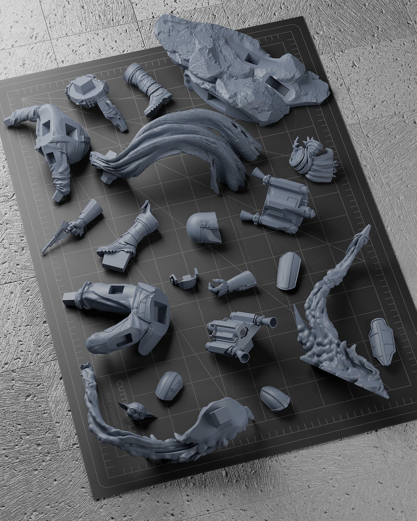 Mandalorian Statue 3D-Printed Kit