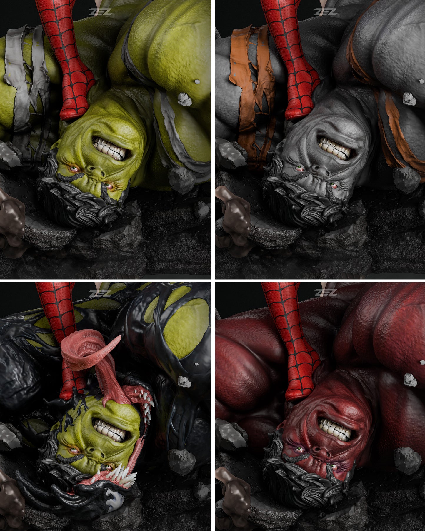 Spiderman VS Hulk Statue 3D-Printed Kit