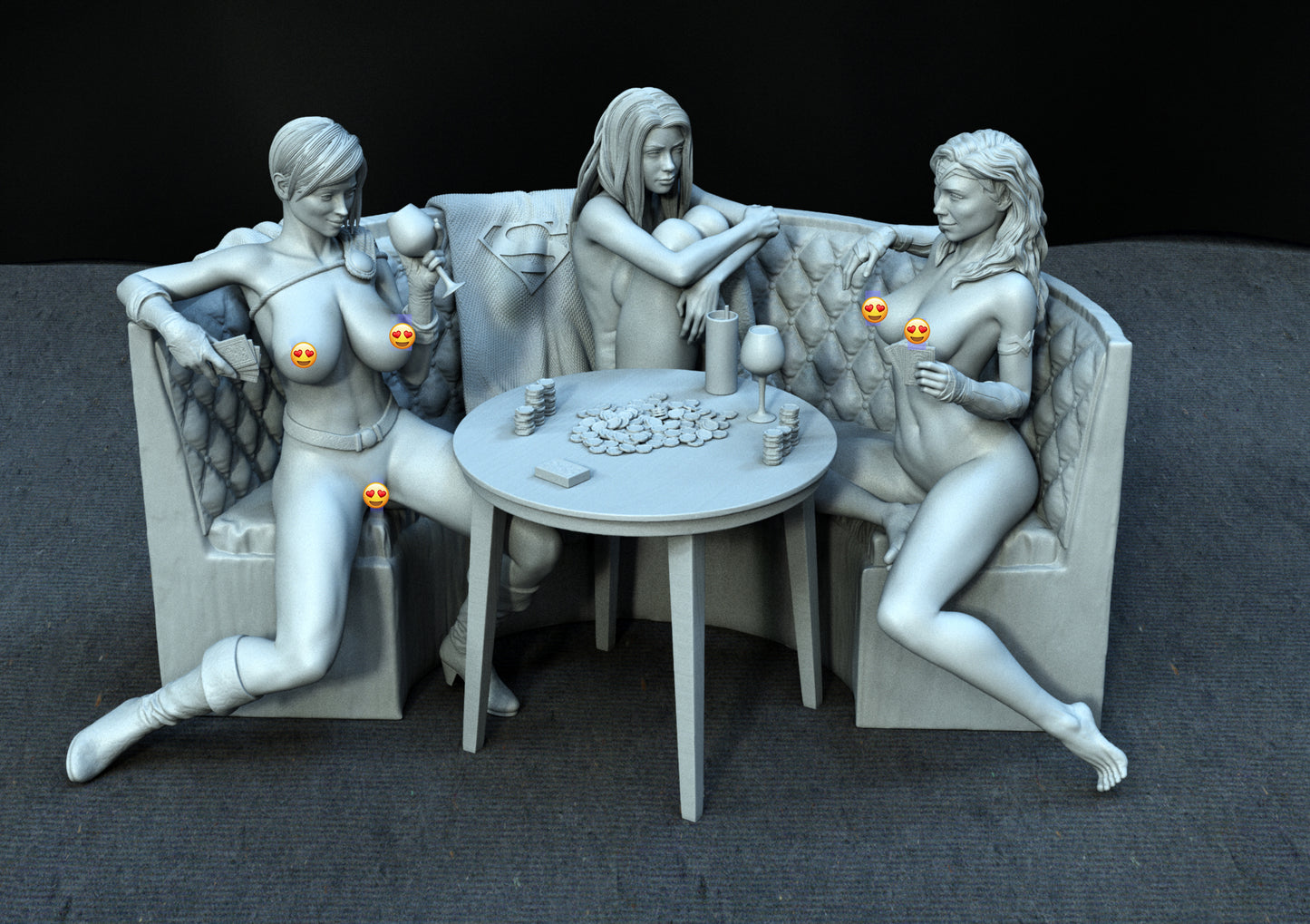 Strip Poker Game Diorama 3D-Printed Kit