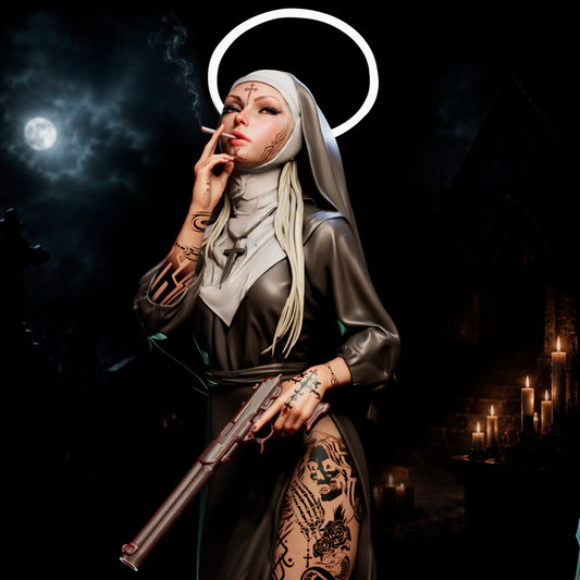 Nun With Gun Statue 3D-Printed Kit