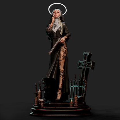 Nun With Gun Statue 3D-Printed Kit