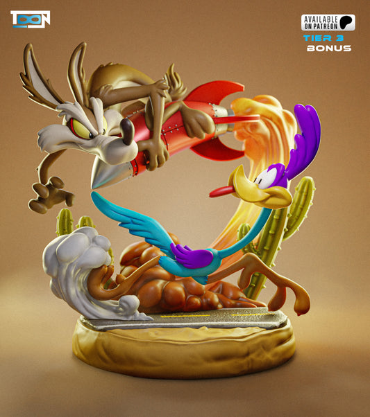 Coyote And Road Runner Statue 3D-Printed Kit