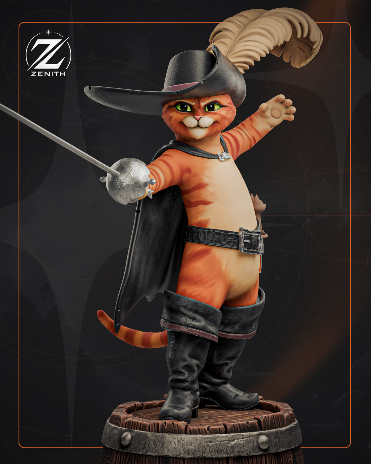 Puss In The Boots Statue 3D-Printed Kit