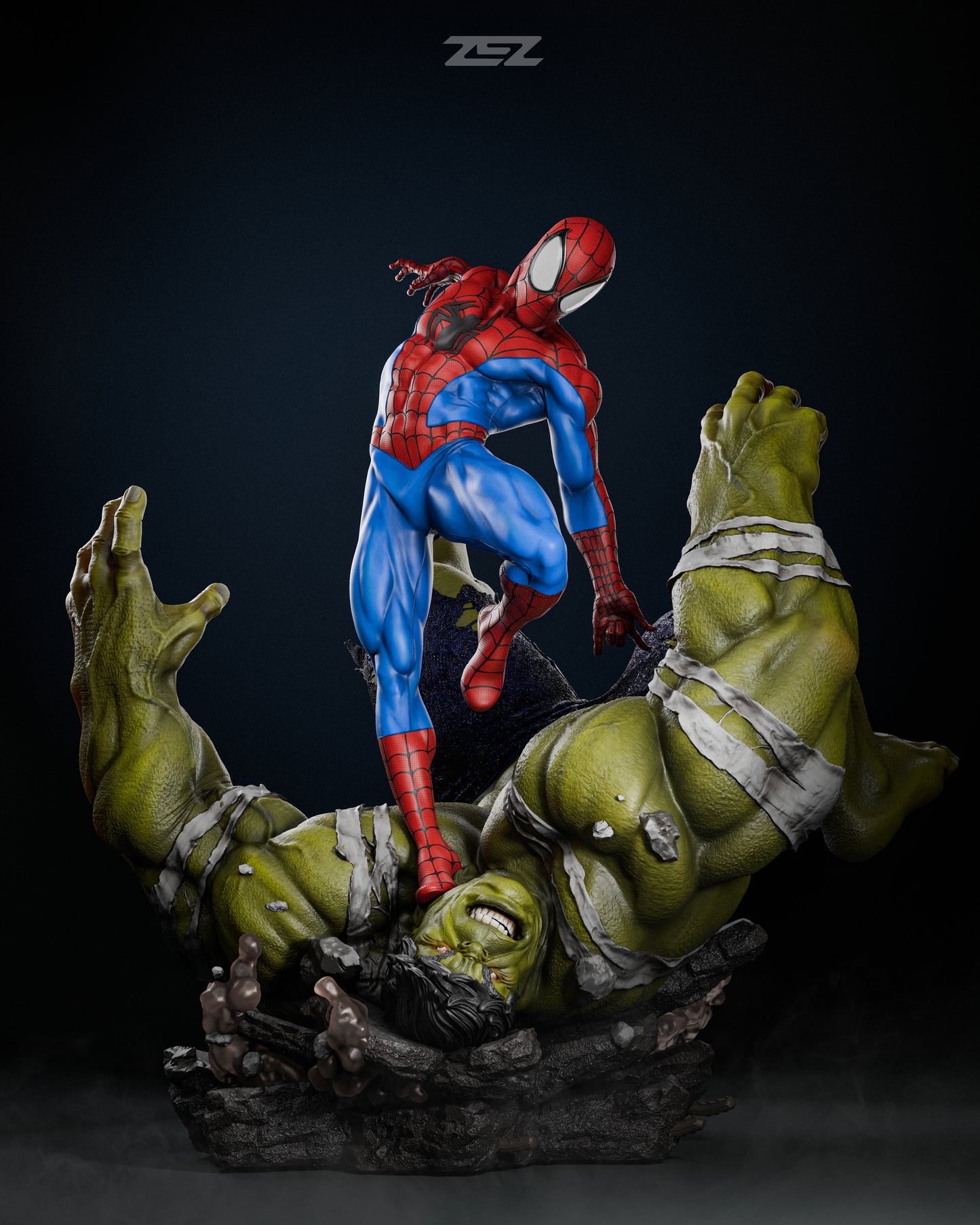 Spiderman VS Hulk Statue 3D-Printed Kit