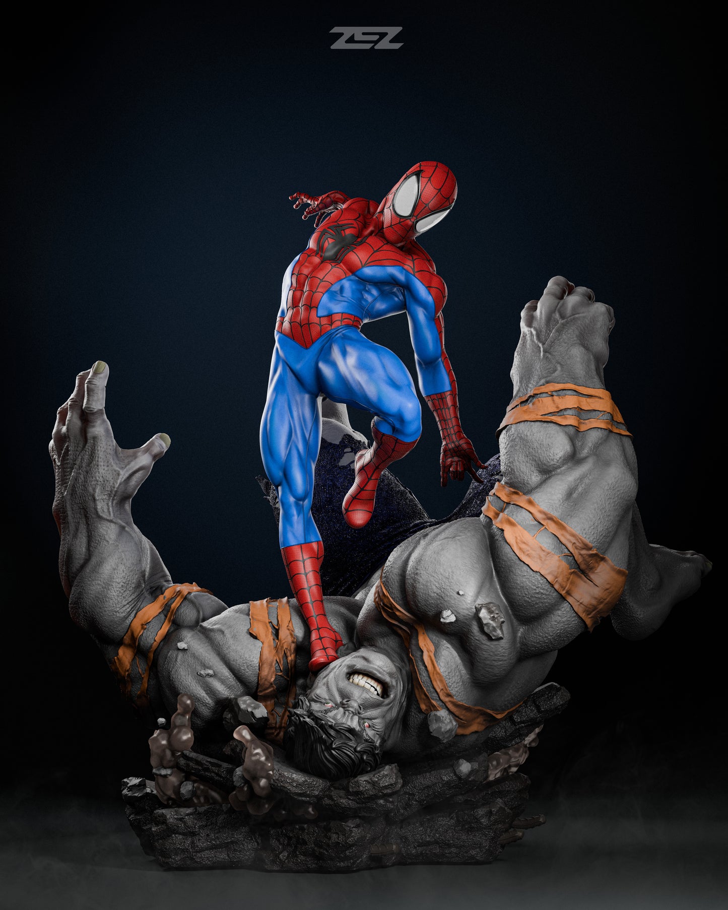 Spiderman VS Hulk Statue 3D-Printed Kit
