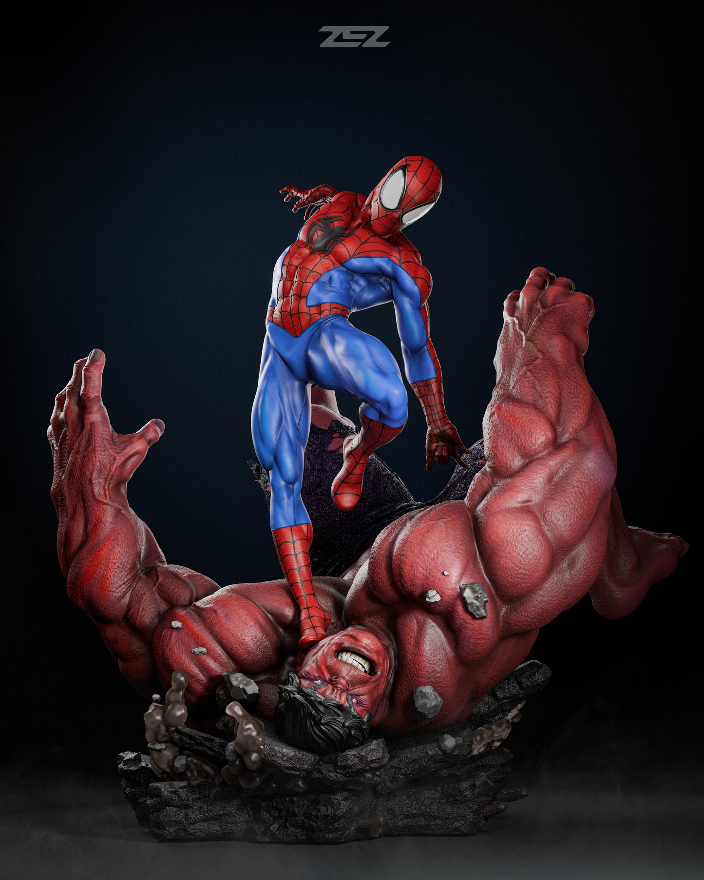 Spiderman VS Hulk Statue 3D-Printed Kit