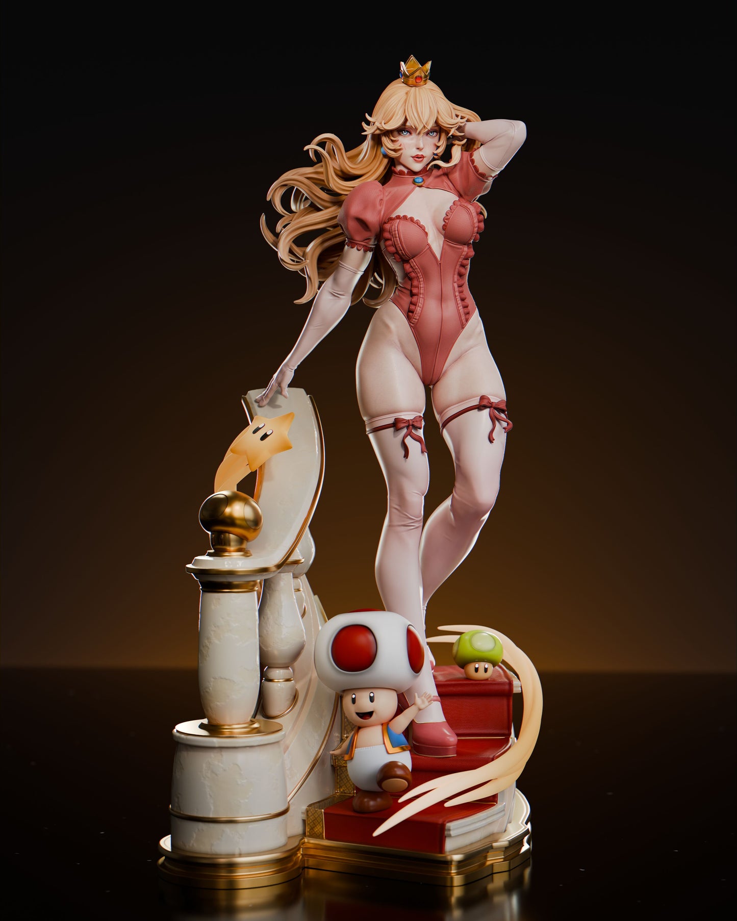 Princess Peach Statue 3D-Printed Kit